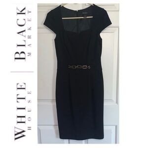 🌺 WHBM Office Siren Feminine Profession Black Dress 6